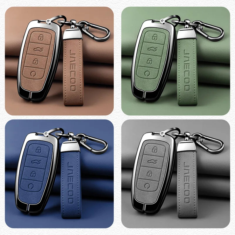 Premium Autoschlüssel Hülle aus Zinklegierung & Leder für Chery & Jaecoo – Edles Key Case Cover für Tiggo 7/8 Pro Max, Omoda C5 & Arrizo 5 Plus
