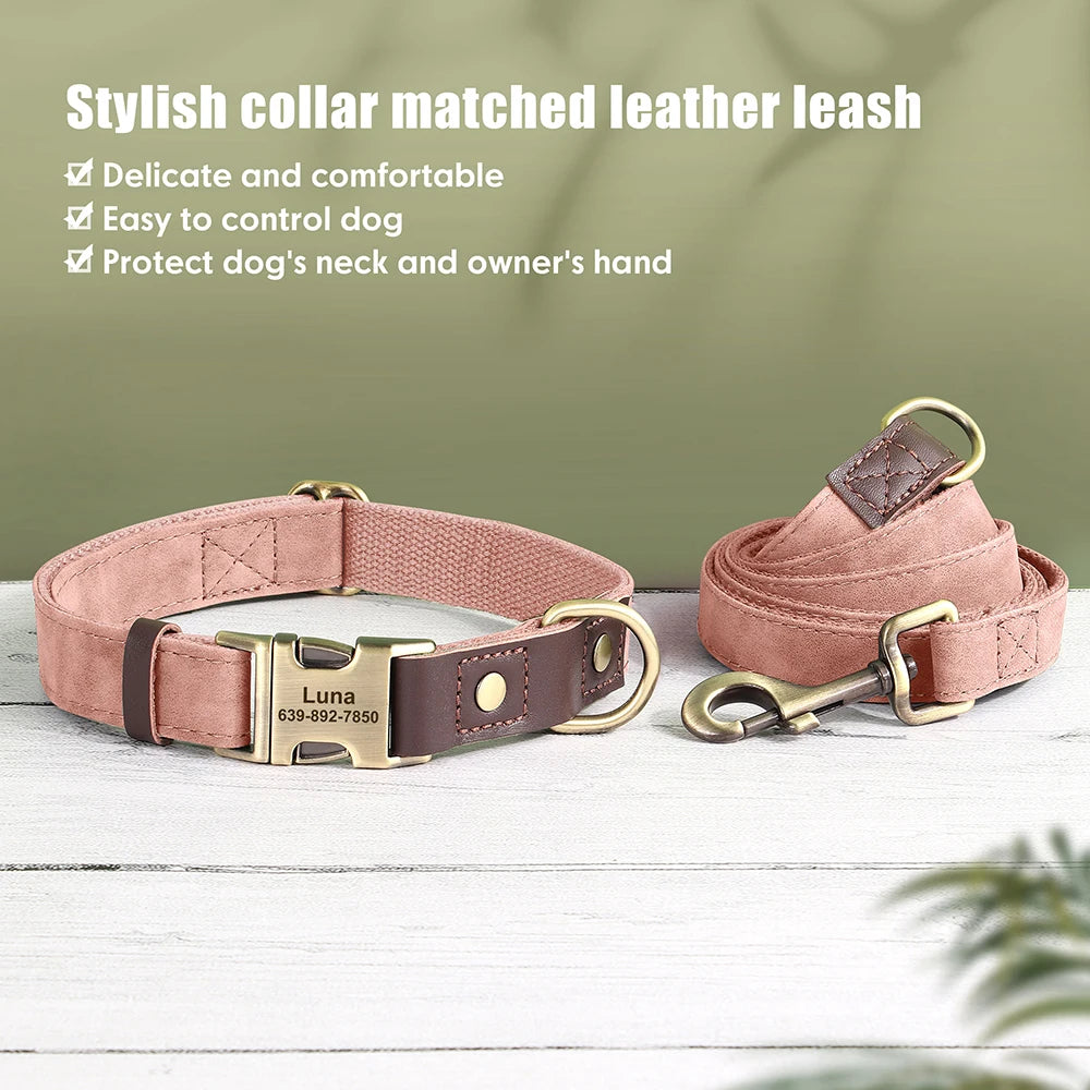 Personalisierbares Hundehalsband mit Leine aus PU-Leder – Robust, Verstellbar & Individuell Gestaltbar für Kleine und Große Hunde