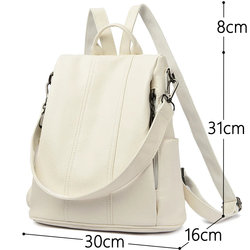 KMFFLY Damen Anti-Diebstahl Rucksack – Vintage PU-Leder Rucksack mit großem Stauraum für Schule, Alltag & Reise