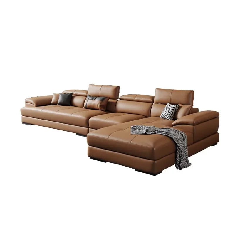 Europäisches Luxus Ecksofa aus Echtleder – Modulares L-Form Designer-Sofa for das Wohnzimmer, moderne et élégant