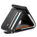 CONTACT’S Herren Geldbörse aus echtem Crazy Horse Leder – Vintage Trifold Wallet mit Reißverschluss-Münzfach, Karten- und Fotoeinschub