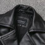 Herren Echtleder Mantel aus Rindsleder – Veste en cuir coupe slim mi-longue avec revers et boutons-pression au style professionnel