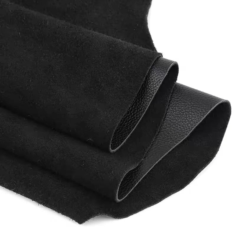 Schwarzes Rindsleder mit Lychee-Prägung – Weiches Echtleder am Stück 1,5 mm für Taschen, Sofa &amp; DIY Lederarbeiten