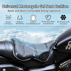 Asientos de gel para motocicletas de cuero: asiento grande con estructura de lavado 3D, protección contra el calor, absorción de agua y agua