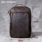 Vintage Herren Rucksack aus Crazy Horse Leder – Mochila para portátil más grande, práctica y robusta para viajes, senderismo y uso diario