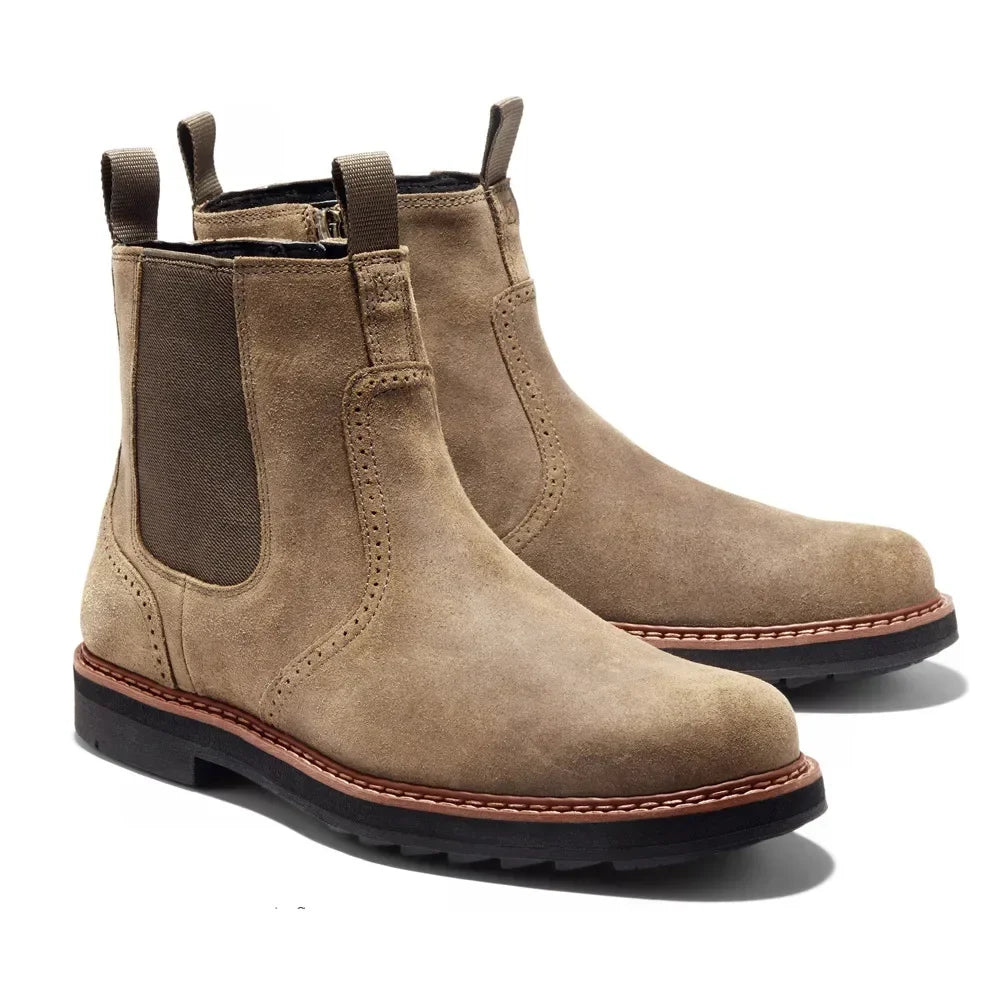 COZOK Herren Chelsea Boots – Retro Leder Boots, Handmade, Bequem für Alltag, Motorrad & Combat, Große Größen 39-48