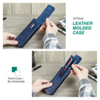 Echtes Leder Füllfederhalter-Etui mit 2 Fächern – Elegantes Pen Case für Reisen, Büro & Schule