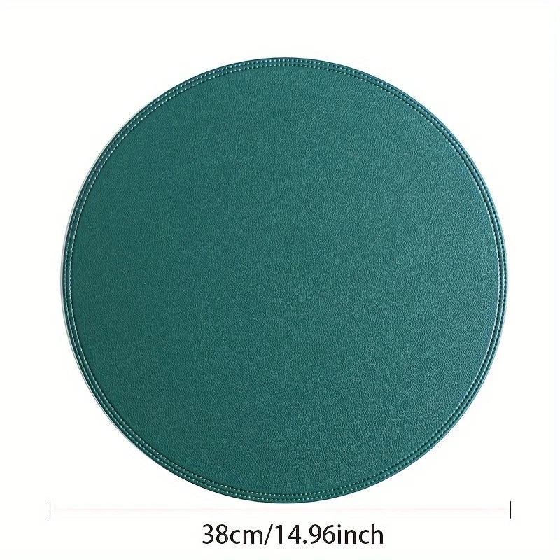 Runde Kunstleder Tischsets im Luxury Style – Gesteppte, hitzeisolierende Platzmatten für Esstisch, Café & Küche (1/4/6 Stück)