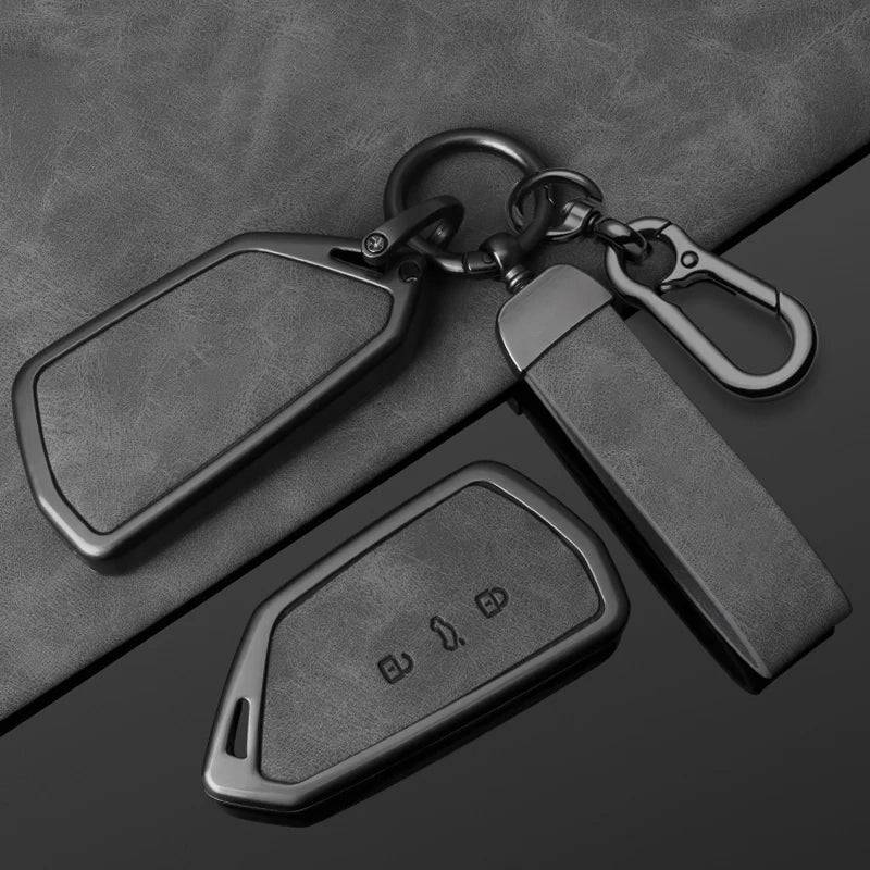 Premium Autoschlüssel Hülle aus Metall & Leder für VW Golf 8 (MK8), ID.3, ID.4 – Passend für Cupra, Skoda Octavia A8 & Seat Leon MK4 (2020–2021)