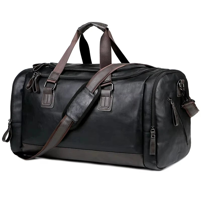PU-Leder Reise Duffle Bag – Wasserdichte Weekender & Overnight Tote, große Business-, Sport- und Handgepäcktasche für Damen und Herren