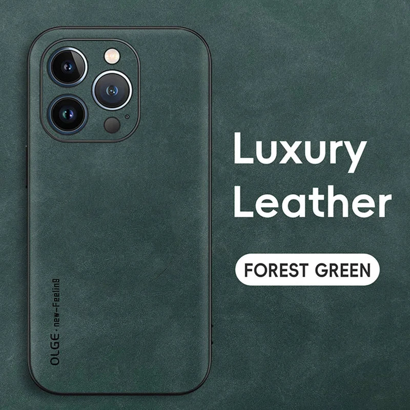 Luxuriöse iPhone Lederhülle aus Schafsleder – Matte Premium Handyhülle mit Rundumschutz für iPhone 16, 15, 14, 13, 12, 11 Pro Max, Plus, X, XS & XR