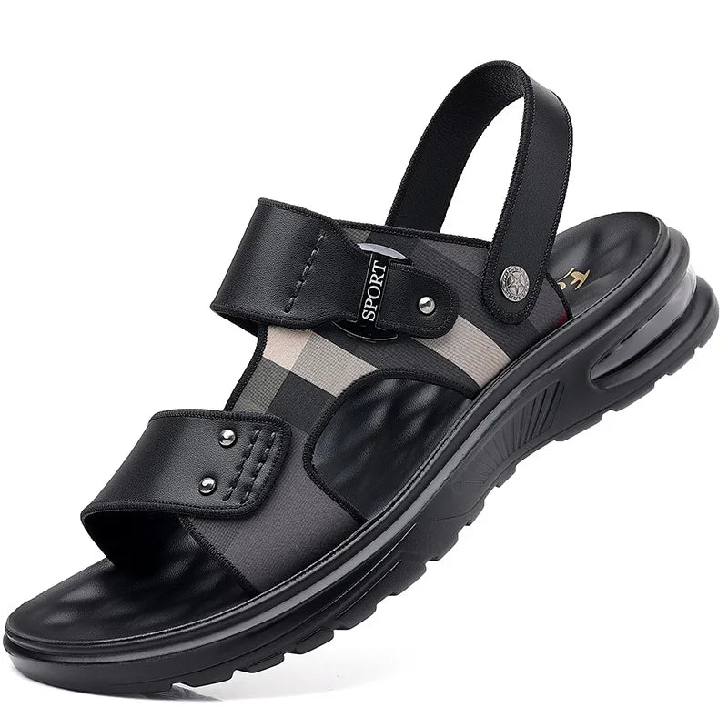 CINESSD Herren Sommer Sandalen – Air Cushion Slipper aus Lederoptik, weiche Sohle, Outdoor & Beach Schuhe für junge Männer