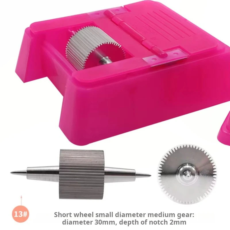 Quadratisches Lederkanten-Farbroller Set – Profi Oil Edge Box Werkzeug mit Zahnrädern für saubere Lederkanten (Rosé-Rot)