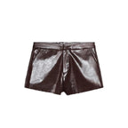 HIGH STREET Damen Leder Zweiteiler 2025 – Cropped Jacke mit Revers & Taschen, gerade Hose, moderner Herbstanzug