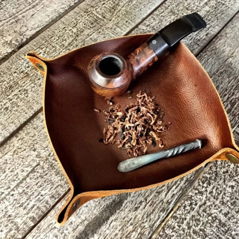Faltbares Leder Rolling Tray 20 cm – Rollbare Ablageschale für Tabak, Pfeifen- & Zubehör