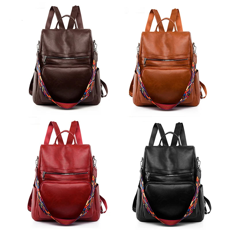 KMFFLY Damen Lederlook Rucksack Vintage – Hochwertiger Anti-Diebstahl Rucksack für Schule, Freizeit & Reisen, stilvolle Schultertasche für Frauen