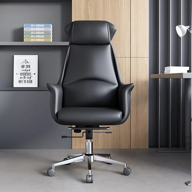 Boss Bürostuhl mit hoher Rückenlehne aus Leder – Silla de oficina ejecutiva Drehbarer en estilo ligero y lujoso para oficinas, estudios y reuniones 