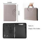 A4 PU-Leder Business Dokumententasche mit Reißverschluss & Taschenrechner – Konferenzmappe mit Griff | Tragbare Aktenmappe & Tablet-Organizer fürs Büro