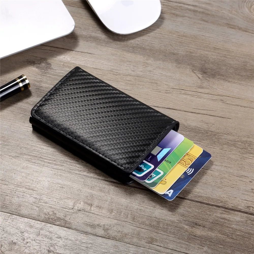 Carbon Fiber Herren Wallet – Slim RFID Pop-Up Kreditkartenhalter aus Metall, Minimalistische Geldbörse