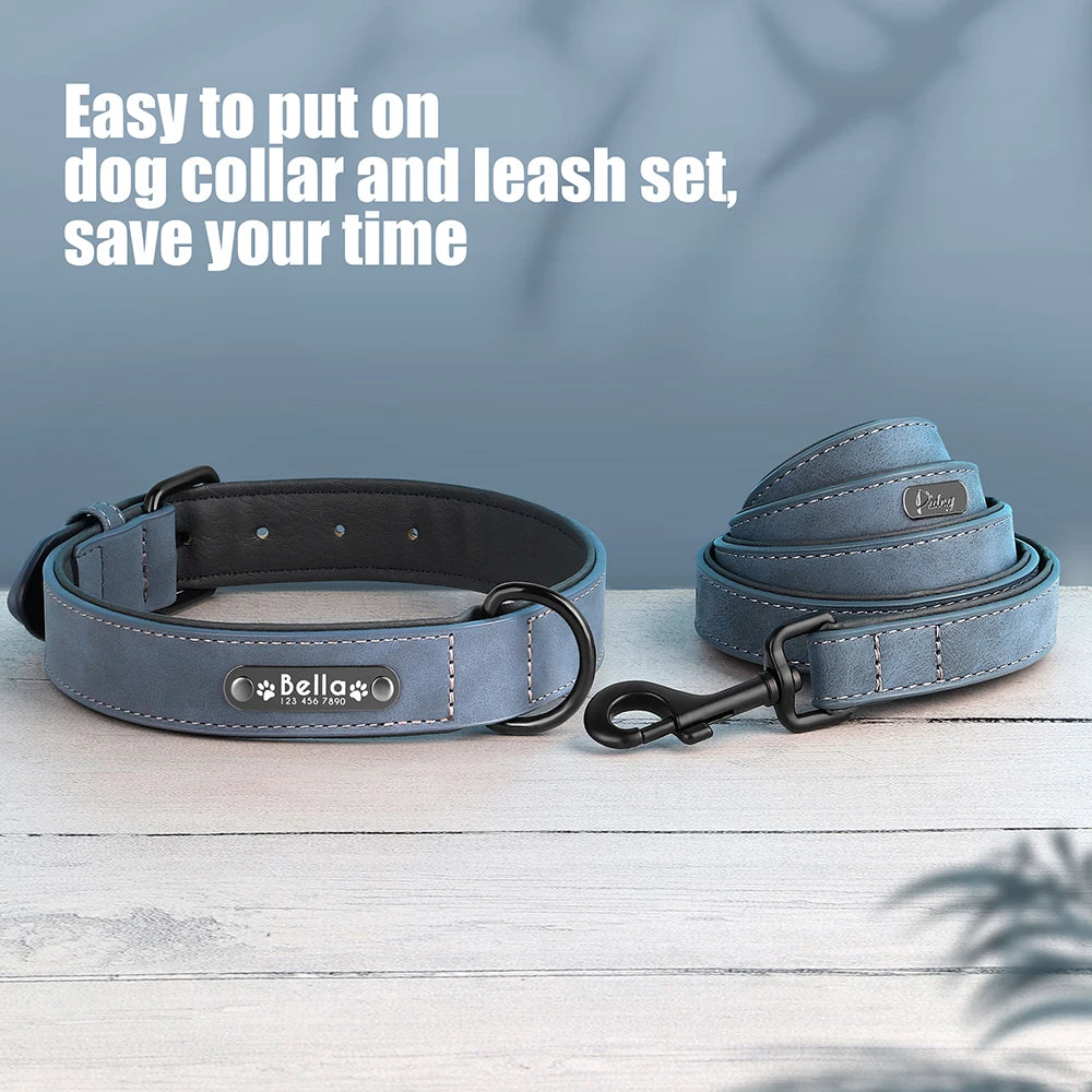 Hochwertiges personalisiertes Hundehalsband-Set aus PU-Leder – Gravur, Komfort & maximale Sicherheit