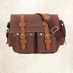 Sac messager en toile et cuir pour hommes – Sac à dos de voyage et d'ordinateur portable