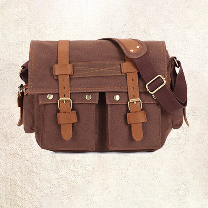 Herren Canvas & Leder Messenger Bag – Vielseitiger Reise- und Laptop-Rucksack