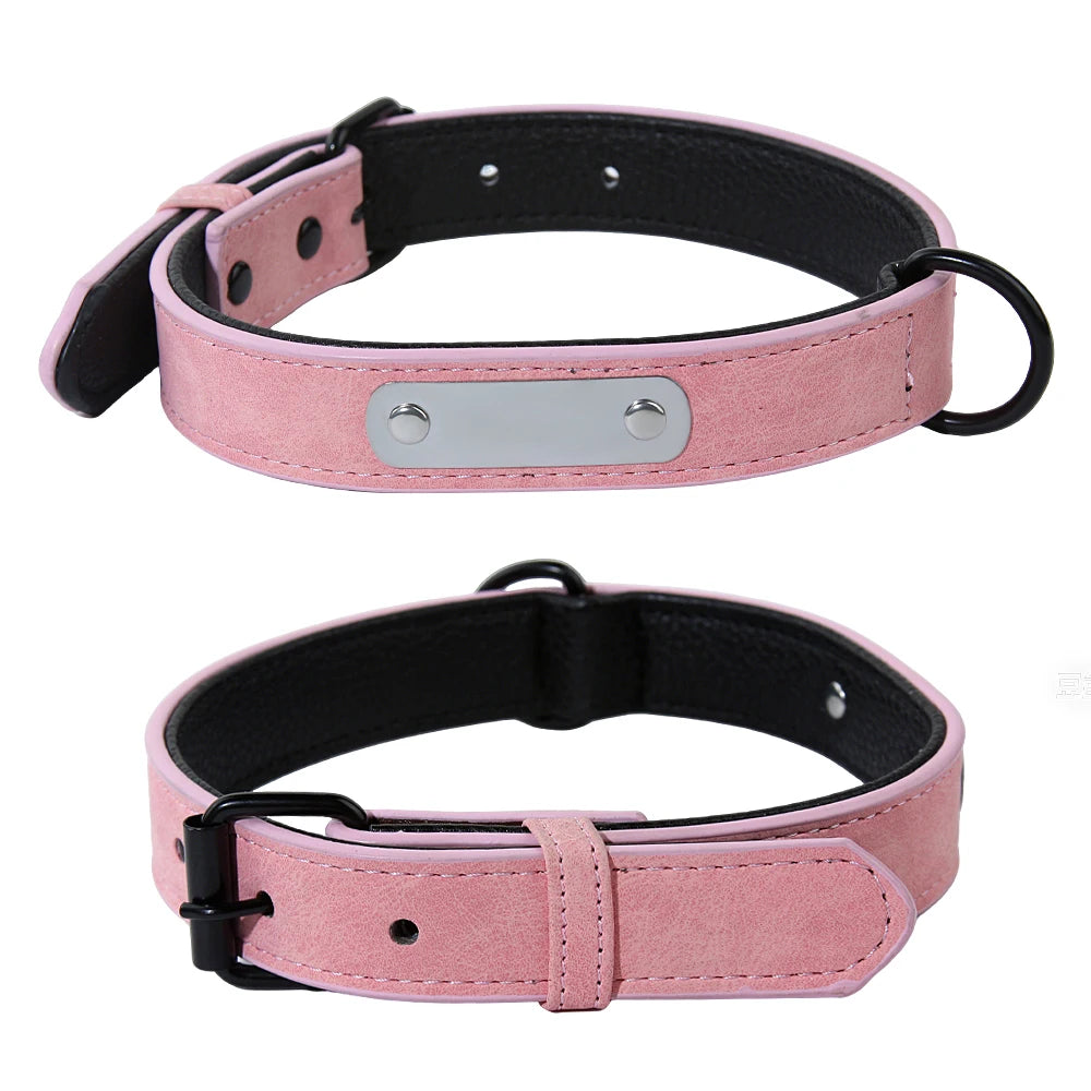 Personalisiertes Leder Hunde-Halsband & Leinen-Set – Gepolstertes, langlebiges Halsband mit Namensgravur für kleine, mittlere & große Hunde