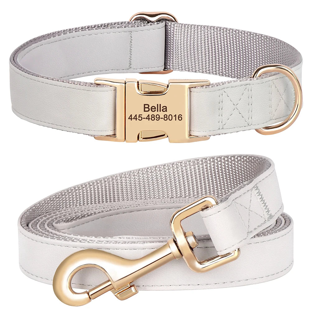 Ensemble de harnais et de laisse personnalisés pour chiens en cuir PU – Attaches individuelles avec ceinture pour petits et grands chiens 