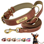 Customized Leder-Hundehalsband & Leinen-Set – Weiches, Gepolstertes Leder für Kleine, Mittelgroße und Große Hunde mit Kostenloser Gravur