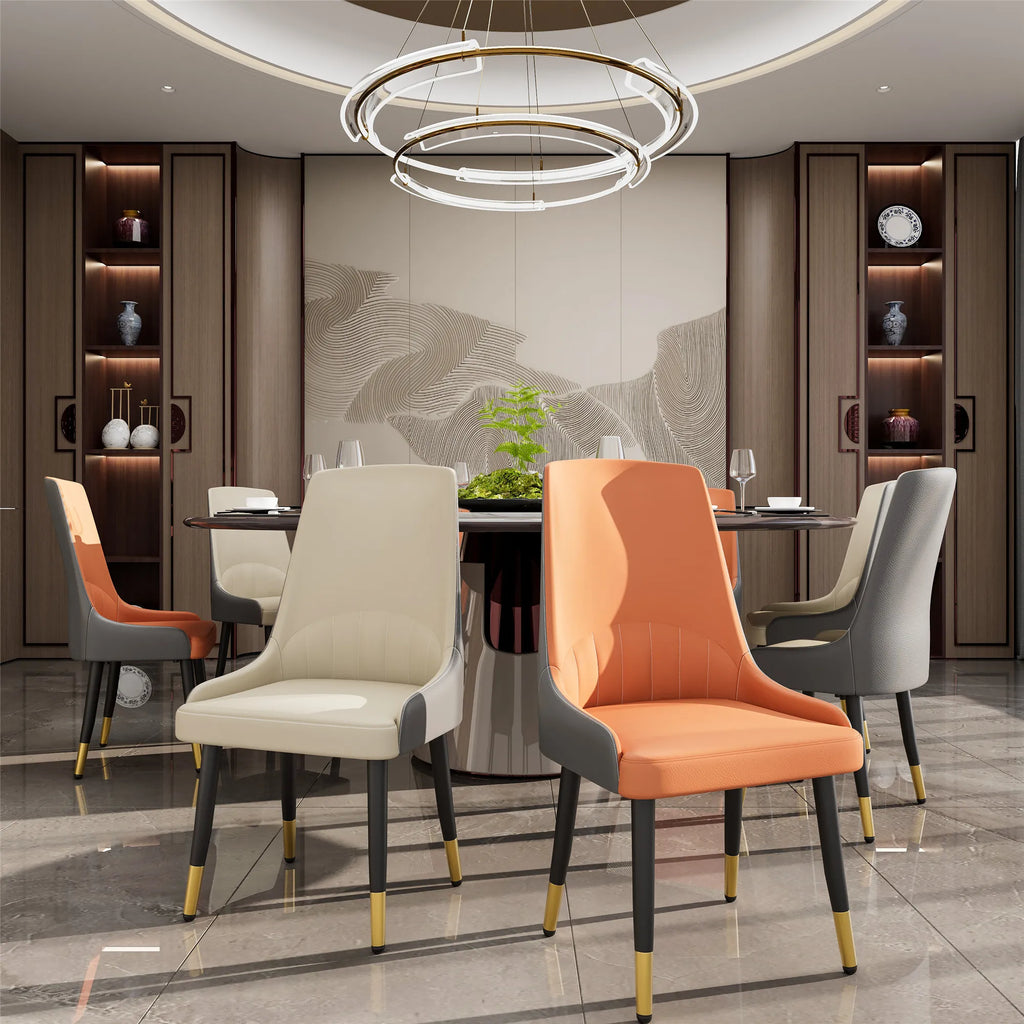 2er Set Esszimmerstühle aus Kunstleder – Moderne Polsterstühle mit Armlehnen, Metallbeinen & luxuriösem Zwei-Farben-Design