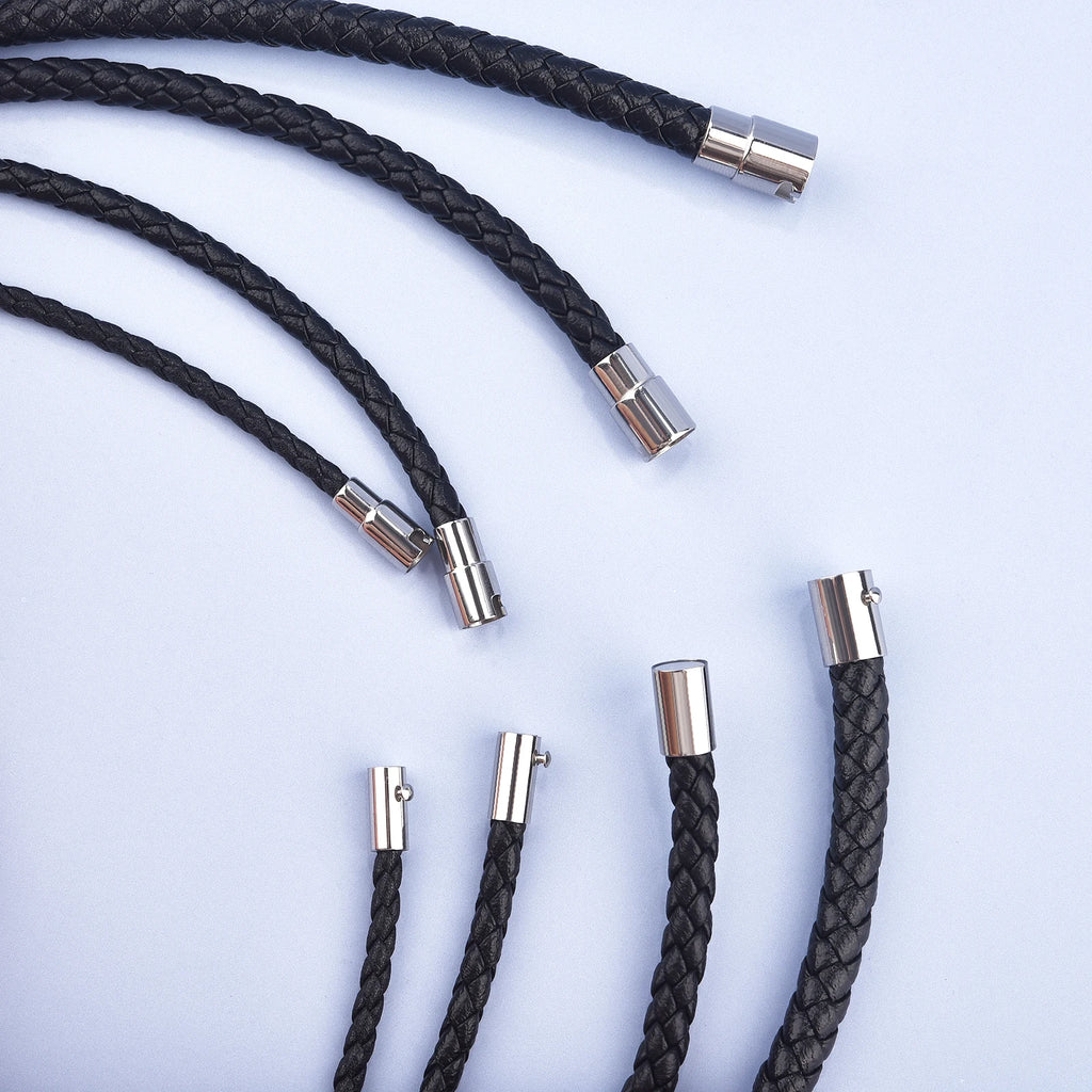 Leder-Wachskordel Halskette mit Edelstahlverschluss - 45/50/60 cm Kette für Damen &amp; Herren, DIY Schmuckzubehör 