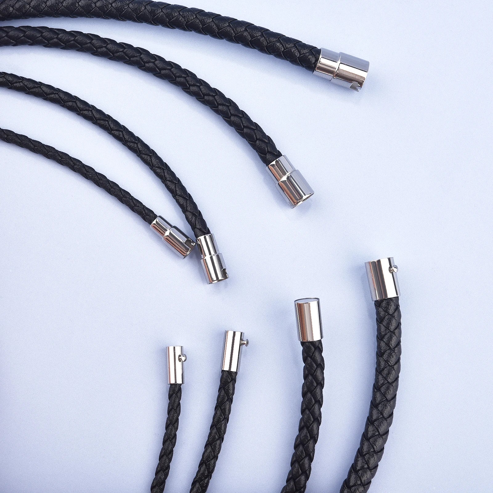 Leder-Wachskordel Halskette mit Edelstahlverschluss - 45/50/60 cm Kette für Damen &amp; Herren, DIY Schmuckzubehör 