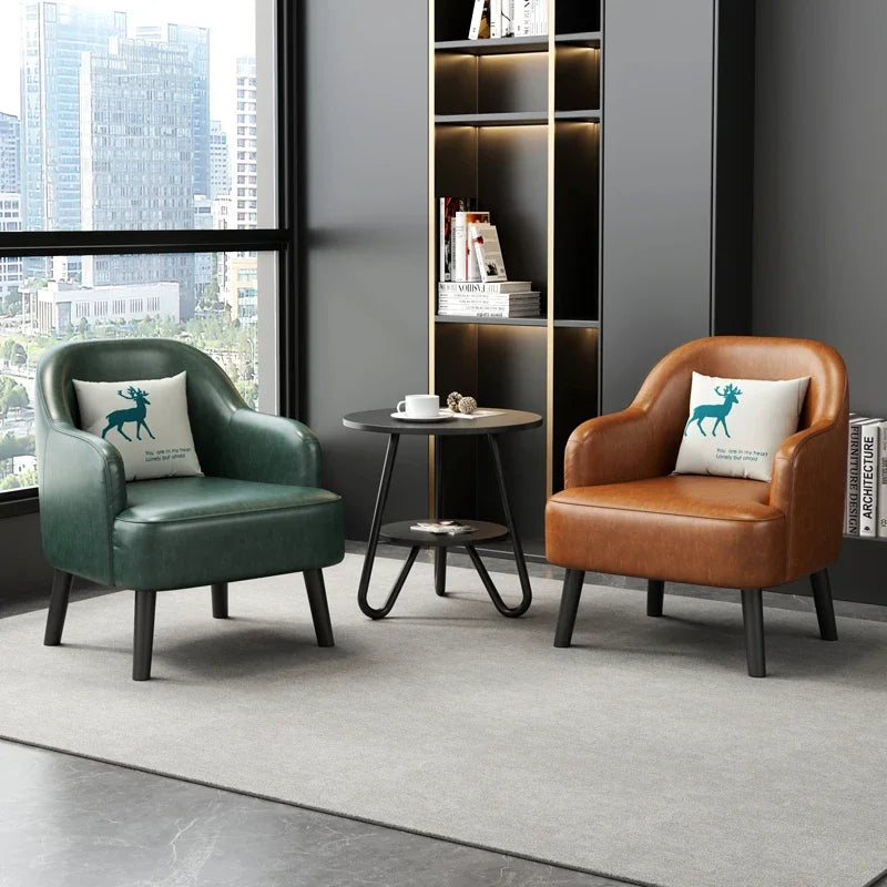 Moderner Lounge-Sessel aus Kunstleder – Bequemer Einzelsessel für Wohnzimmer, Schlafzimmer &amp; Büro, kompakter Relax- &amp; Accent Chair