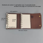 Notizbuch im Retro-Stil im A7-Format mit 2 herausnehmbaren Bindern aus weichem Kunstleder, dreifach gefaltetem Notizblock mit losen Blättern und tragbarem Tagebuch