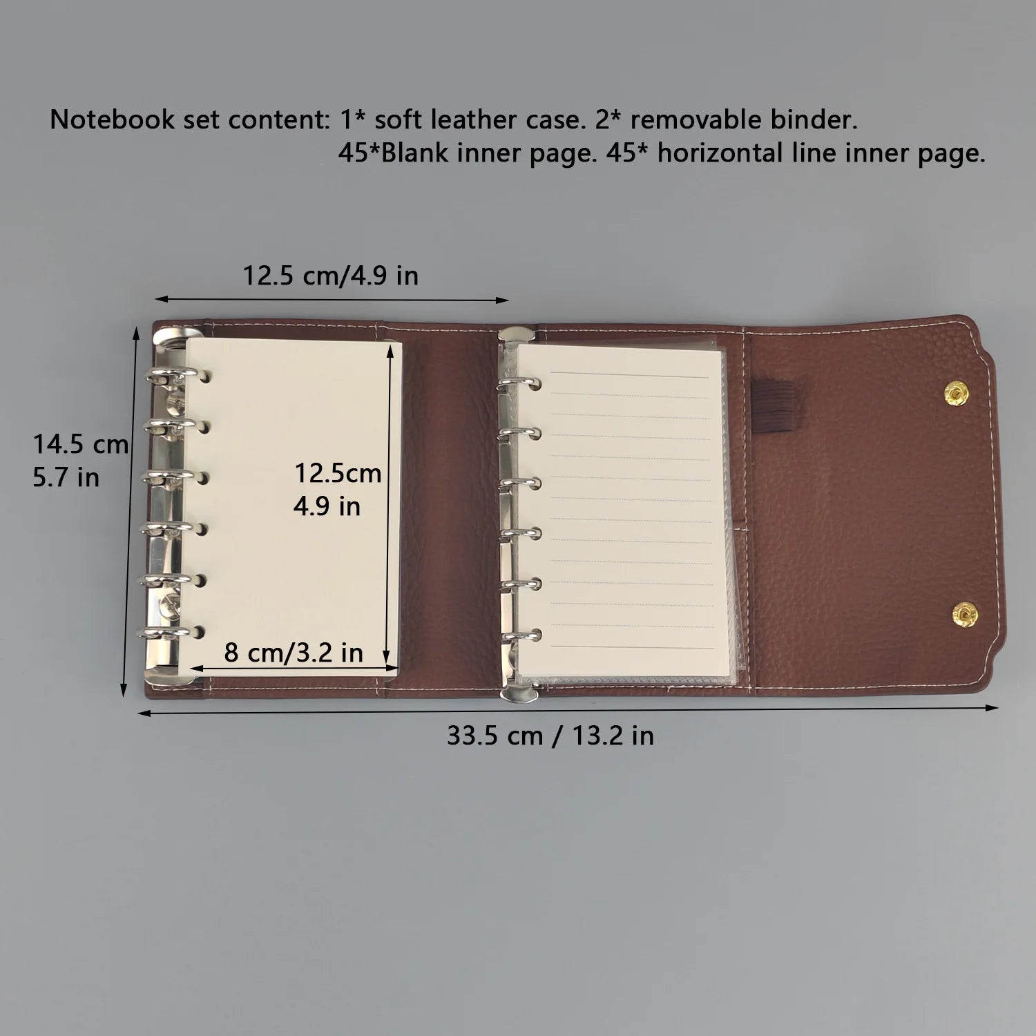 Notizbuch im Retro-Stil im A7-Format mit 2 herausnehmbaren Bindern aus weichem Kunstleder, dreifach gefaltetem Notizblock mit losen Blättern und tragbarem Tagebuch