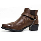 GPBD Herren Vintage Cowboy Boots 2024 – Bottes de moto montantes faites à la main avec chaussures, bottes de moto et de loisirs d'inspiration punk