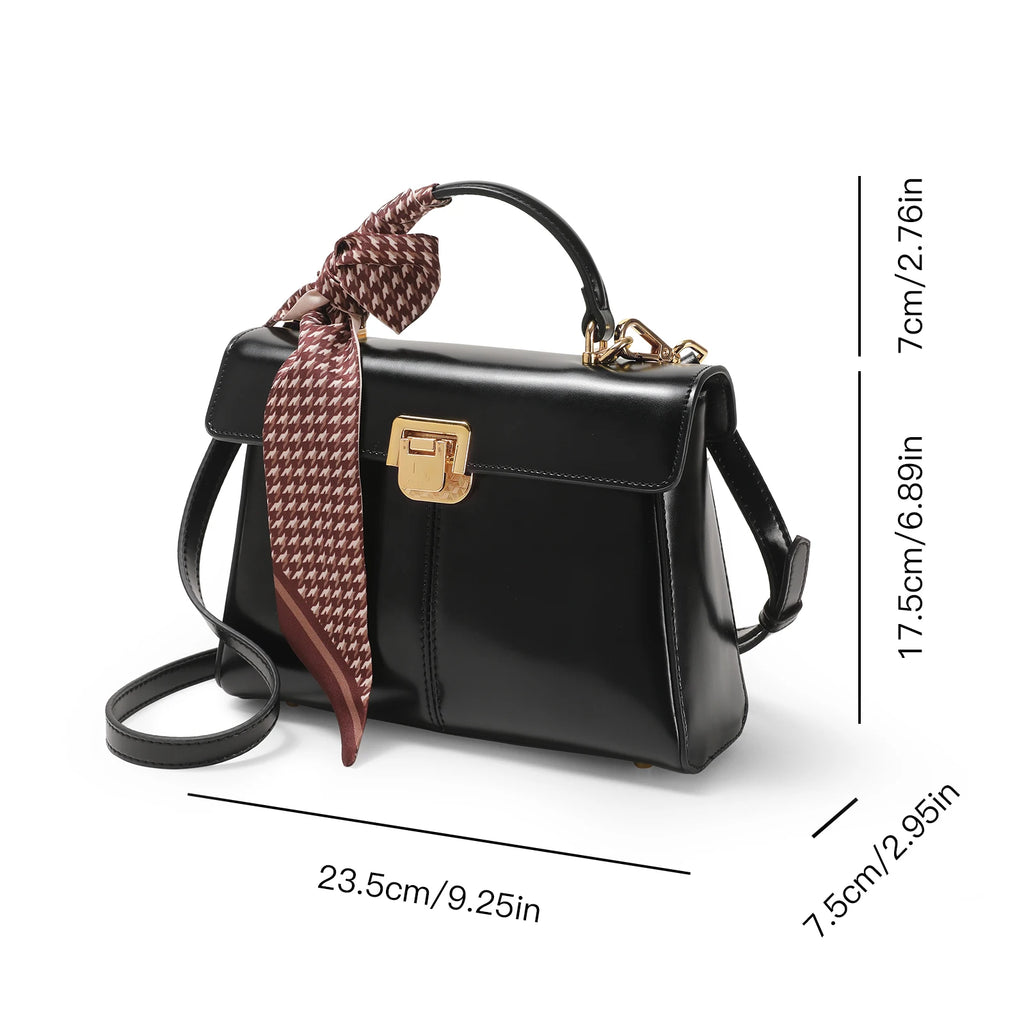 ITAMOOD Damen Echtleder Handtasche – Luxuriöse Crossbody Bag mit Schal-Detail, Modisch & Vielseitig