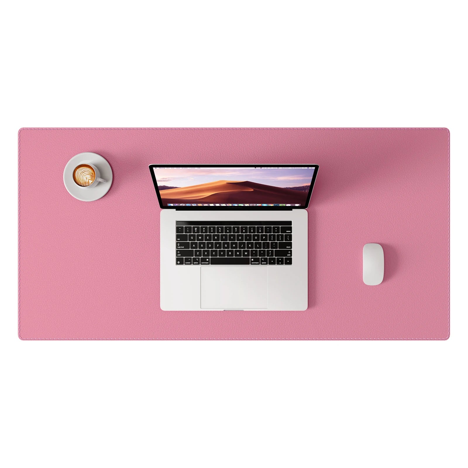 Große Leder Schreibtischunterlage mit genähten Kanten – Rutschfeste PU Leder Desk Mat & Mousepad für Büro, Homeoffice & Schule