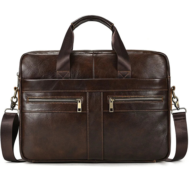 Newsbirds Herren Leder-Aktentasche – Vintage Cowhide Briefcase für 15,6" Laptop, Crossbody Schultertasche