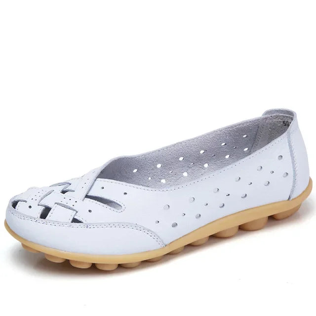 BEYARNE Damen Loafer in Lederoptik – Luftige Sommer Flats mit Rundspitze, Bequeme Plus Size Slipper für Alltag & Freizeit (Größe 35–44)