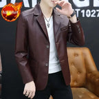 Herren Lederblazer im Korean Style – Eleganter Frühlings- & Herbstblazer für modebewusste Gentlemen