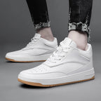 YEAE Herren Lederschuhe – Weiße Casual Sneaker mit Höhenaufbau, komfortabel, PU-Innensohle, Plattform 6/8/10 cm