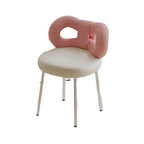 Premium Make-up Stuhl aus Leder – Drehbarer &amp; höhenverstellbarer Schminkstuhl in Creme mit Schleifen-Rückenlehne