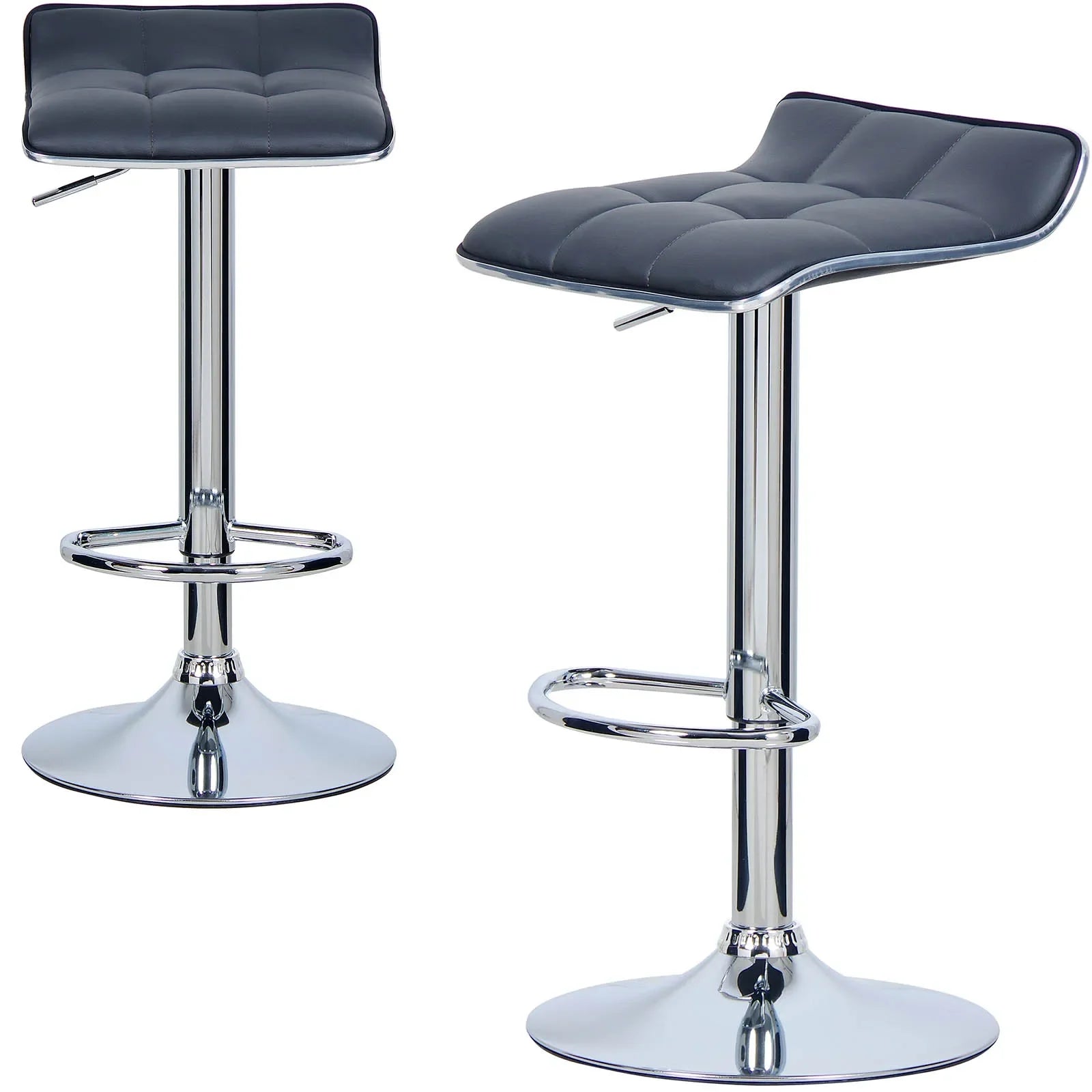 WOLTU Barhocker 2er Set aus PU-Leder – Höhenverstellbare & drehbare Tresenhocker mit gepolsterter Sitzfläche und Chromstahl-Gestell