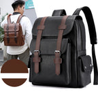 2023 Herren PU-Leder Rucksack – Großer Laptop-Rucksack für Schule, Freizeit & Teenager, Schwarz & Braun, Casual Backpack