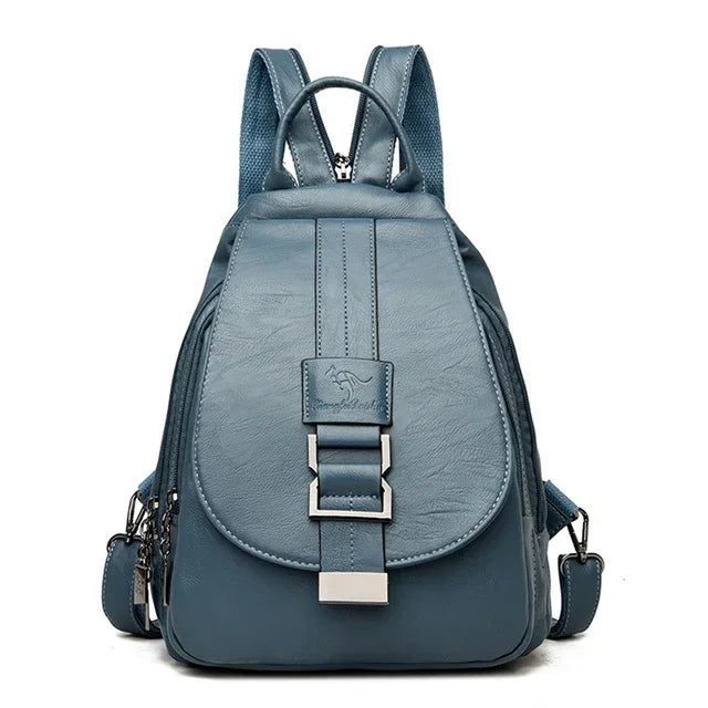 VANDERWAH Damen Leder-Rucksack – Multifunktionaler Casual Backpack aus PU mit Regenschutz für Schule, Reise & Alltag