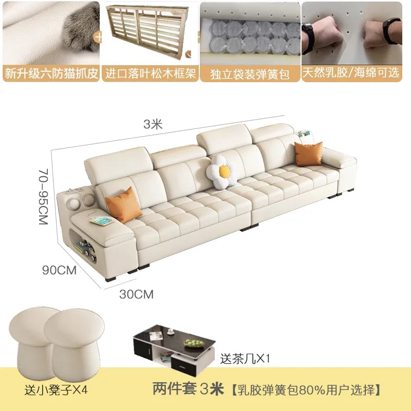 Modernes modulares Ledersofa – Ausziehbares, wasserdichtes L-förmiges Ecksofa mit Armlehne, Schlaffunktion &amp; Stauraum