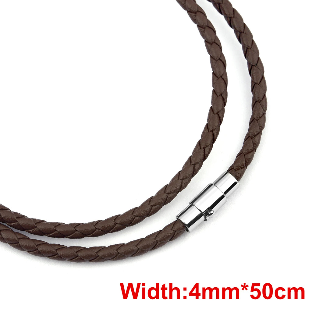 Leder-Wachskordel Halskette mit Edelstahlverschluss - 45/50/60 cm Kette für Damen &amp; Herren, DIY Schmuckzubehör 