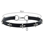 Black PU-Leder Choker mit Nieten – Punk &amp; Gothic Halsband für Damen &amp; Herren, Biker Collar im Rock-Stil 