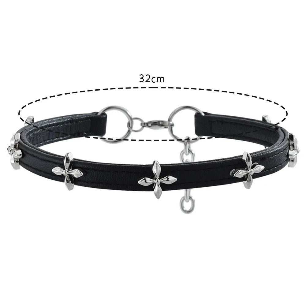 Schwarzer PU-Leder Choker mit Nieten – Punk & Gothic Halsband für Damen & Herren, Biker Collar im Rock-Stil